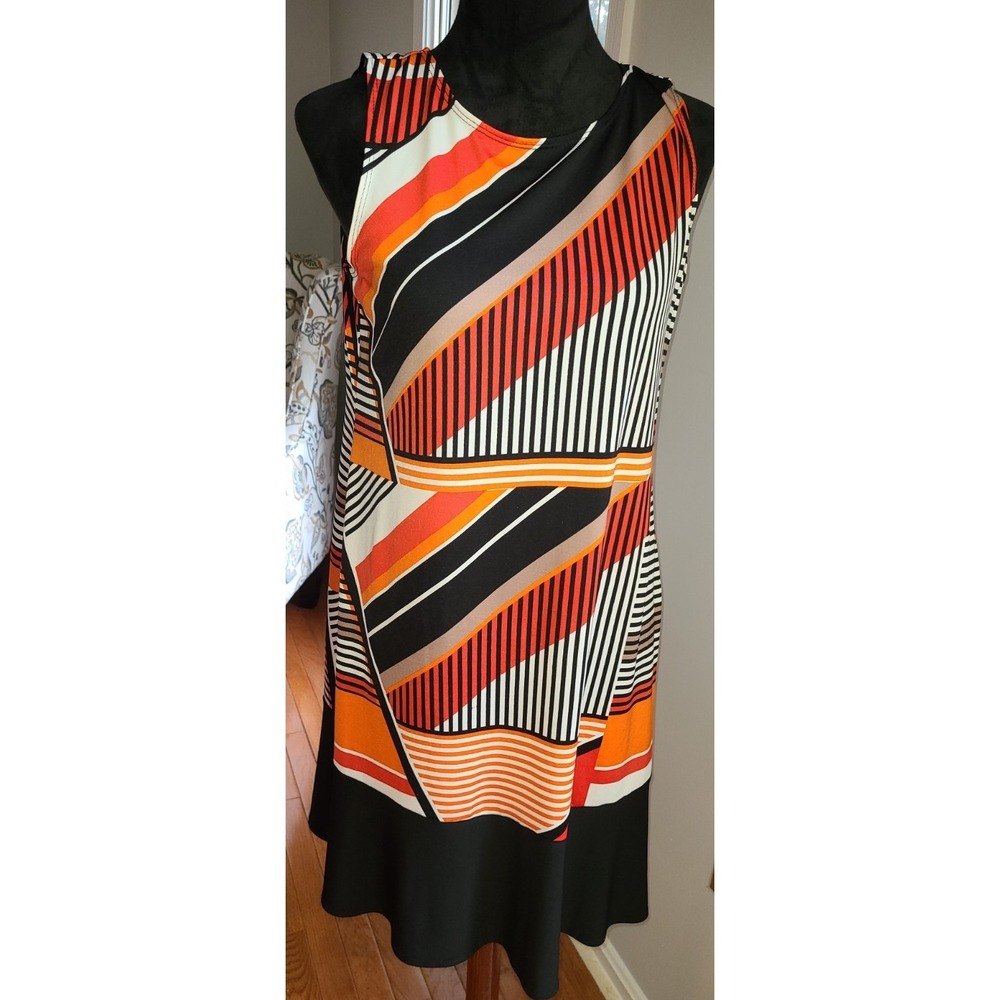 TIANA B women's sleeveless shift‎ colorblock dress Med Perfect Flare at Hem Work